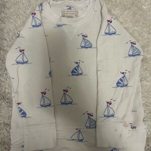 The Beaufort Bonnet Company Sailboat Long Sleeve Tee - White and Blue